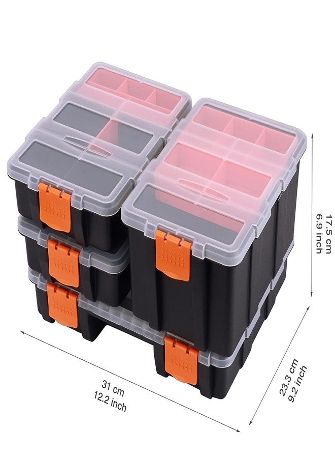 Toriox Plastic Tool Organiser Box, 4 pcs.Set Empty Stackable Multi Utility Storage Box Compact Tool Box for Storage of Small Tools, Hardware, Screws, Bolts, Nails, Beads - Image 3